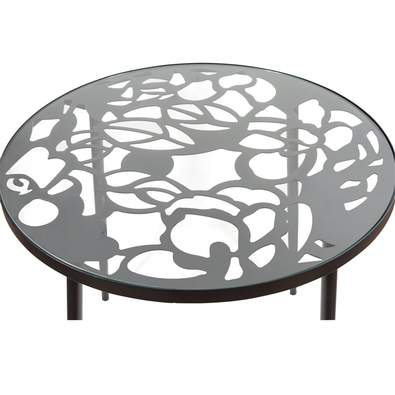 LeisureMod Devon Modern Outdoor Aluminum Bistro Set 1 Table & 2 Chairs