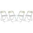 LeisureMod Lawrence Acrylic Folding Chair With Metal Frame in Amber (Set of 4)
