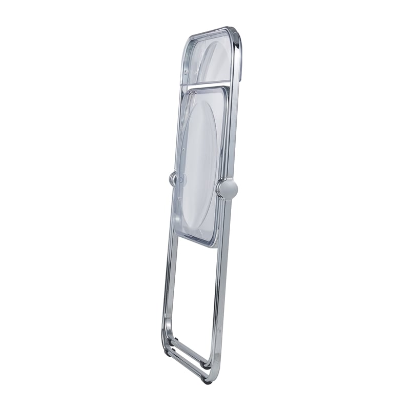 LeisureMod Lawrence Acrylic Folding Chair With Metal Frame in Clear