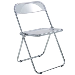 LeisureMod Lawrence Acrylic Folding Chair With Metal Frame in Clear