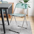 LeisureMod Lawrence Acrylic Folding Chair With Metal Frame in Jade Green