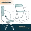 LeisureMod Lawrence Acrylic Folding Chair With Metal Frame in Jade Green
