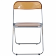 LeisureMod Lawrence Acrylic Folding Chair With Metal Frame Set of 2 in Tangerine