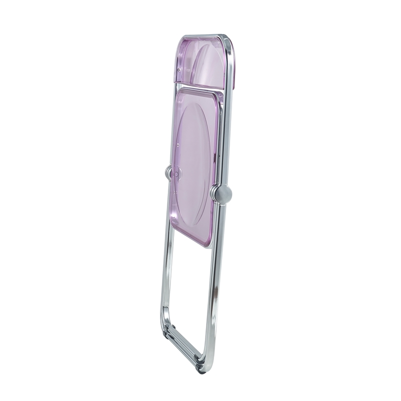 LeisureMod Lawrence Acrylic Folding Chair With Metal Frame in Magenta