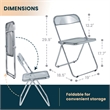 LeisureMod Lawrence Acrylic Folding Chair With Metal Frame in Black