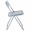 LeisureMod Lawrence Acrylic Folding Chair With Metal Frame in Black