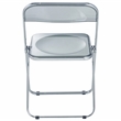 LeisureMod Lawrence Acrylic Folding Chair With Metal Frame in Black
