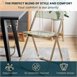 LeisureMod Lawrence Acrylic Folding Chair With Gold Metal Frame in Amber
