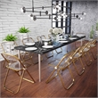 LeisureMod Lawrence Acrylic Folding Chair With Gold Metal Frame in Clear
