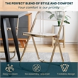 LeisureMod Lawrence Acrylic Folding Chair With Gold Metal Frame in Clear