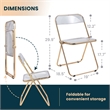 LeisureMod Lawrence Acrylic Folding Chair With Gold Metal Frame in Clear