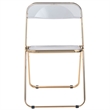 LeisureMod Lawrence Acrylic Folding Chair With Gold Metal Frame in Clear