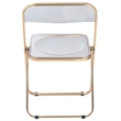 LeisureMod Lawrence Acrylic Folding Chair With Gold Metal Frame in Clear