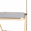 LeisureMod Lawrence Acrylic Folding Chair With Gold Metal Frame in Clear