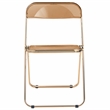 LeisureMod Lawrence Acrylic Folding Chair in Gold Metal Frame/Tangerine