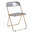 LeisureMod Lawrence Acrylic Folding Chair With Gold Metal Frame in Black