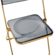 LeisureMod Lawrence Acrylic Folding Chair Gold Metal Frame Set of 2 in Black