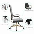LeisureMod Benmar High-Back Leather Office Chair With Gold Frame in Black