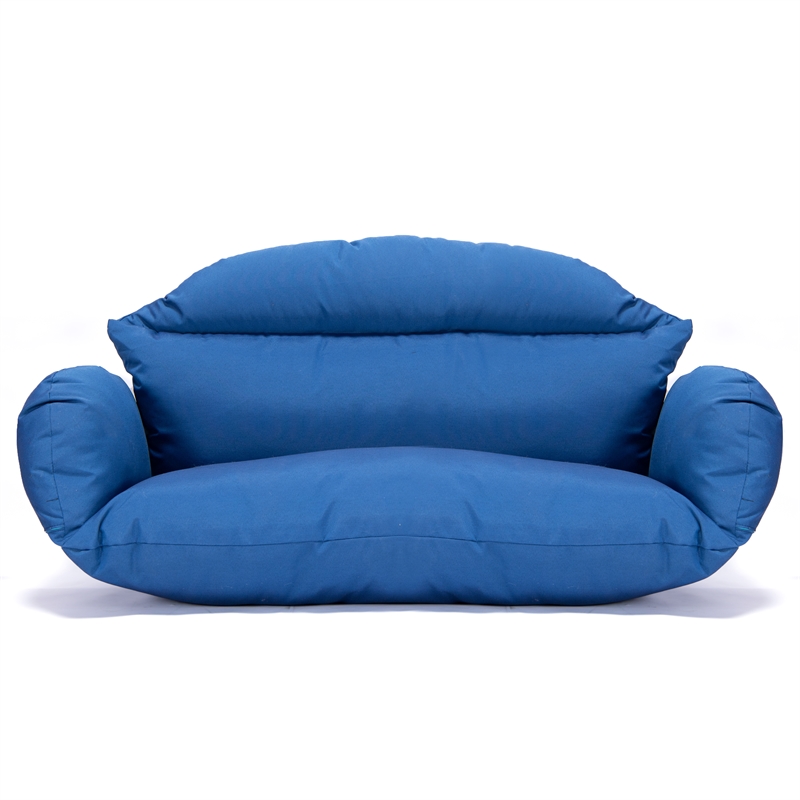 LeisureMod 2 person Double Egg Swing Chair Cushion in Blue