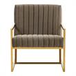 LeisureMod Montgomery Velvet Pinstripe Accent Chair Armchair In Dark Grey