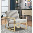 LeisureMod Montgomery Velvet Pinstripe Accent Chair Armchair In Light Grey