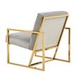LeisureMod Montgomery Velvet Pinstripe Accent Chair Armchair In Light Grey