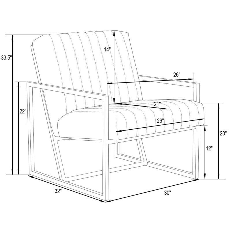 LeisureMod Montgomery Velvet Pinstripe Accent Chair Armchair In Light Grey