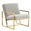 LeisureMod Montgomery Velvet Pinstripe Accent Chair Armchair In Light Grey