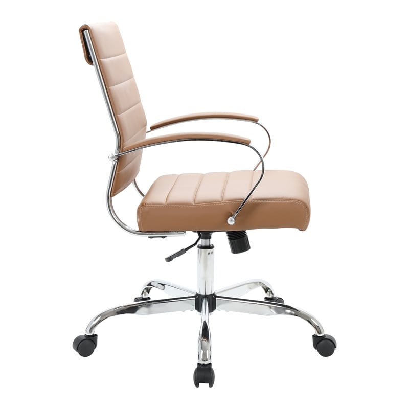 LeisureMod Benmar Modern Leatherette Executive Swivel Office Chair In Brown
