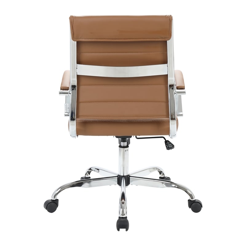LeisureMod Benmar Modern Leatherette Executive Swivel Office Chair In Brown