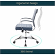LeisureMod Benmar Modern Leatherette Executive Swivel Office Chair In Navy Blue