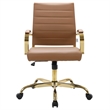 LeisureMod Benmar Modern Adjustable Leather Office Chair In Light Brown