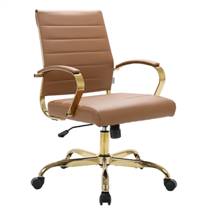 LeisureMod Benmar Modern Adjustable Leather Office Chair In Light Brown