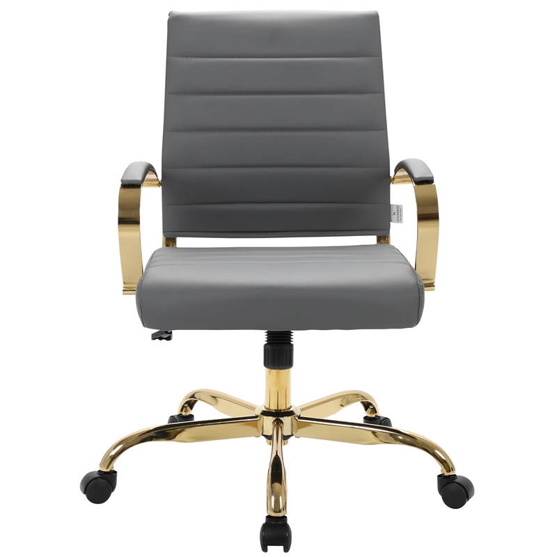 LeisureMod Benmar Modern Adjustable Leather Office Chair In Gray