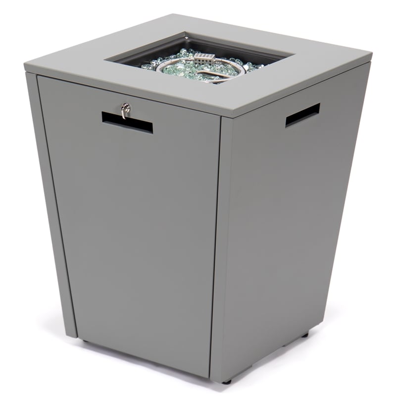 LeisureMod Chelsea Gas Fire Pit Table 37000 BTU With Lid in Gray