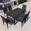 LeisureMod Mace Modern Weave Design Outdoor Patio Rectangle Black Dining Table