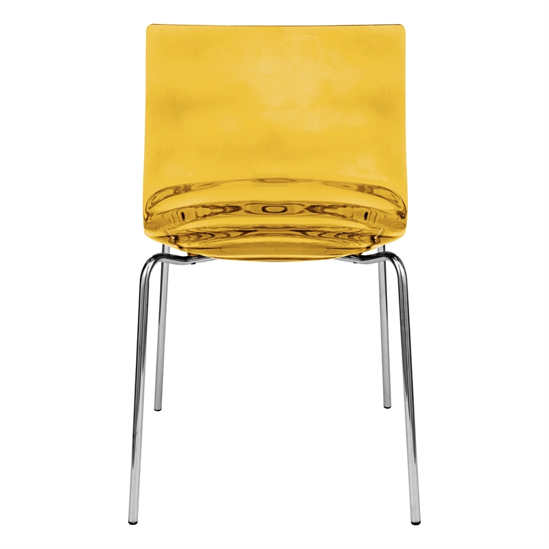 LeisureMod Astor Rain Drop Design Dining Chair In Transparent Orange Set of 4