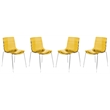 LeisureMod Astor Rain Drop Design Dining Chair In Transparent Orange Set of 4