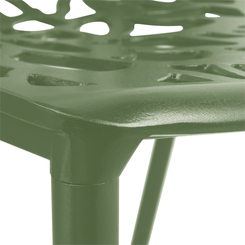 LeisureMod Devon Modern Indoor Outdoor Dining Chair in Khaki Green Set of 4