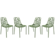 LeisureMod Devon Modern Indoor Outdoor Dining Chair in Khaki Green Set of 4