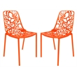 LeisureMod Devon Modern Indoor Outdoor Aluminum Dining Chair in Orange Set of 2