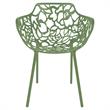 LeisureMod Devon Modern Indoor Outdoor Aluminum Dining Armchair in Khaki Green