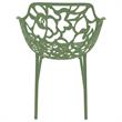 LeisureMod Devon Modern Indoor Outdoor Aluminum Dining Armchair in Khaki Green