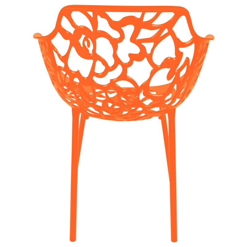 LeisureMod Devon Modern Indoor Outdoor Aluminum Dining Armchair in Orange