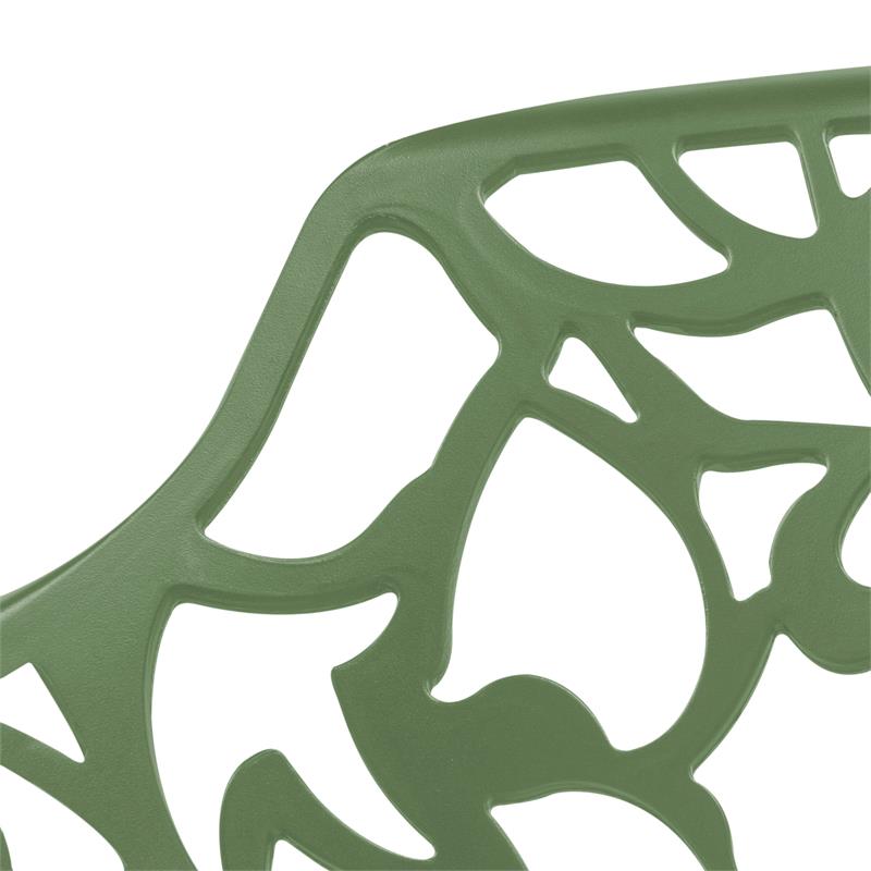 LeisureMod Devon Modern Aluminum Patio Dining Armchair in Khaki Green (Set of 2)