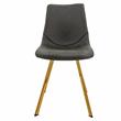 LeisureMod Markley Leather Dining Chair With Gold Legs Charcoal Black