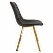 LeisureMod Markley Leather Dining Chair With Gold Legs Charcoal Black