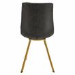 LeisureMod Markley Leather Dining Chair With Gold Legs Charcoal Black