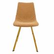 LeisureMod Markley Leather Dining Chair With Gold Legs Light Brown