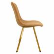 LeisureMod Markley Leather Dining Chair With Gold Legs Light Brown